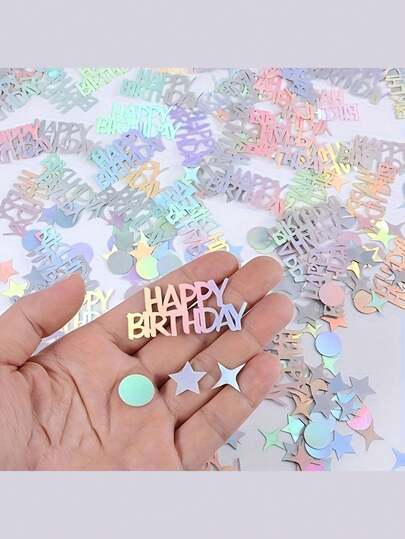 彩色激光星形彩纸屑，适用于生日庆祝活动、生日派对散落装饰、缤纷迪斯科主题、生日派对餐桌装饰