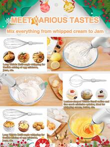 GENAI Luqeeg 电动手持搅拌机，无线电动厨房手持搅拌器，三速食物搅拌机，适用于制作卡布奇诺、抹茶、面团、蛋液和奶油 - 彩色 - 查看 4