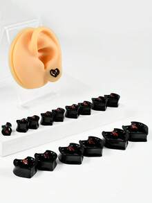 1 chiếc khuyên tai hình trái tim bằng thép không gỉ đính đá Zirconia, màu da, kiểu dáng punk, hình trái tim ma quỷ, unisex, kích thước 8mm-25mm - Như thể hiện trong hình ảnh - Xem 5