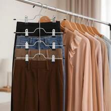 1/3pcs Multi-Layer Adjustable Clip Hanger, Standard 1-Layer, 1-Layer With Hook, Upgraded 4-Layer, 3 Options, Stainless Steel Material, Foldable Drying Rack Saves Space, Adjustable Clips Fit For Jeans, Towels, Skirts, Pants, Ties, Socks - Multicolor - View 4