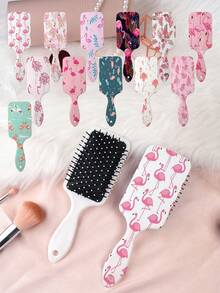 1pc Classic European Style Animal Series Air Cushion Comb, Featuring Elegant European Style Animal, Lucky Bird, Flamingo Pattern Design, Straight Hair Comb, Made Of PC+TPU Material