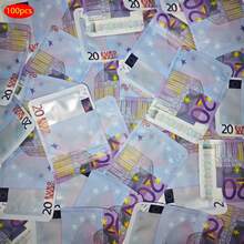 100pcs Mylar Bags,Reusable Sealed Bags Of Various Sizes,Euro Banknotes Pattern Self-Sealing Bags,Suitable For Small Enterprise Candy Bag,Self-Sealing Bags,Holiday Gift Candy Bags,Zip Lock Pouches - Multicolor - View 14