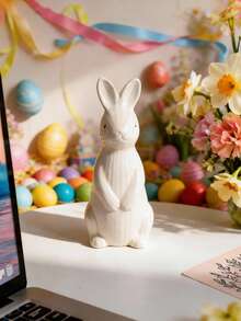 1 peça de estatueta decorativa em formato de coelho - Estilo fofo, design de desenho animado, aparência criativa, artesanato em cerâmica, decoração de Páscoa | Ideal para restaurante, sala de estar, presente de Natal, decoração de casa, enfeite de mesa - Multicolorido - Ver 8