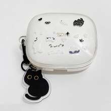 Cute Black & White Cat Earphone Case Compatible With Redmi Buds 6 Play/SE, Buds 6, 7s, Buds 6 Lite Wireless Earphones, Buds 6 Pro Bluetooth Earphones, Buds 5/6s/Buds 6 Active, Creative Soft Earphone Protective Cover For Women - Black and White Cat + Keychain - View 9