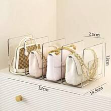 1pc Plastic Transparent Storage Divider, Acrylic Wardrobe Organizer Partition, Wallet & Handbag Holder, Clear Bag Organizer Rack - Multicolor - View 9