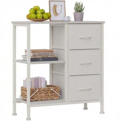 Techigher 3 Drawer File Cabinet, Printer Stand With Open Storage Shelf, Fabric Lateral Filing Cabinet Under Desk Office Organizer For Home Office