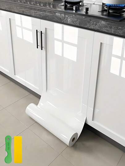 1 Roll Thick White Marble Contact Paper - Waterproof, Removable, Peel And Stick For Countertops, Cabinets, Bathroom, Desks, Furniture Surfaces, Tabletop Protector, Elegant Surface Decor