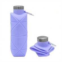 Portable Silicone Water Bottle, Foldable Leak Proof Sports Drinkware With Handle, Washable Reusable Mug, Lightweight Cup For Outdoor Camping Hiking, Insulated Sports Bottle XUXB - Màu tím - Xem 12