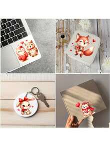 4 ورقات ملصقات نقل حرارية DIY UV بتصميمات قلوب وحيوانات غابة كيوت لعيد الحب، للأعمال اليدوية والمجلات والأكواب والزجاجات والأجهزة والبطاقات والديكور المنزلي، مقاس 6.8 سم - متعدد الألوان - مشاهدة 10