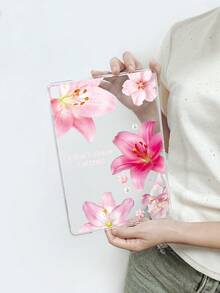 透明粉色花卉图案 iPad 保护壳 - 时尚保护壳，印有励志名言，优雅实用，兼容 iPad Pro 11 英寸、iPad Air 2、iPad Air 第五代（2022 年款）、iPad Air 11 英寸 (M2)-2024、iPad Air 11 英寸 (M3) 2025，自用或送礼皆宜，是新年或生日的理想之选。 - 無色 - 查看 13