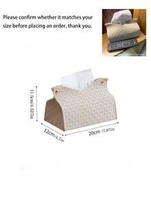 1 件纯色编织图案压花面巾架套装，厚复合面料桌面立式纸巾架，适用于办公室、餐厅、酒吧、客厅或卧室 - 彩色 - 查看 2