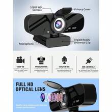 web con micrfono para escritorio, 1080P HD USB con trpode, cmara web flexible giratoria de gran angular para PC Zoom Video Juego Porttil - Cmaraweb1080Pconcabl - Ver 4