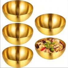 1个/5个/10个装不锈钢金色沙拉碗，防锈、防摔、易清洗，适合盛放水果、面条、零食、沙拉和烘焙食品 - 多功能厨房用具，家居、餐饮和学习用品 - 金色 - 查看 11