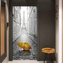 KACOLOR 3D Stairs Art Door Sticker For Bedroom Livingroom Bathroom, 2PCS Wall Decal Se--Adhesive Waterproof Removable Door Murals Wallpaper Home Decoration (Eiffel Tower) - 艾菲爾鐵塔 - 查看 6