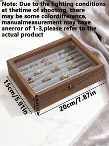 1pc 3-Tier Vintage Walnut Wood Jewelry Box, Drawer Style Jewelry Organizer Box For Rings, Earrings, Necklaces, Bracelets, Elegant Transparent Plastic & Velvet Drawers Jewelry Storage Box - Multicolor - View 7