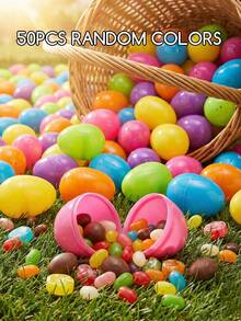 50个可填充彩色复活节彩蛋，复活节派对礼物，复活节惊喜彩蛋，复活节装饰品，复活节DIY手工彩蛋，复活节彩蛋涂色彩蛋，复活节礼盒，复活节糖果盒，复活节零食盒，复活节寻蛋游戏，复活节派对用品，复活节桌面装饰，课堂奖励，复活节房间装饰，复活节家居装饰，派对小礼物 - 彩色 - 查看 9