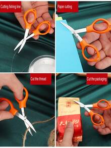 1 Peça Tesoura Dobrável de Aço Inoxidável, Acessório de Caixa de Pesca Pequena, Equipamento de Pesca Portátil, Adequado para Pesca, Corte de Chumbo, Linha PE, Artesanato, Costura - Multicolorido - Visão 3