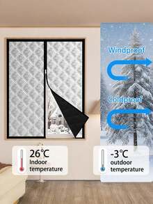 1件 150 x 200厘米（59英寸宽 x 79英寸长）冬季拉链网纱帘 - 加厚防风隔热，降噪，顺滑拉链方便开合，无需钻孔即可轻松安装，多种尺寸可选，打造舒适卧室和客厅的必备单品 - 銀色 - 查看 5