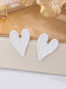 1 par de pendientes de botón con corazón pintado de moda, adecuados para fiestas, reuniones, uso diario de mujeres, regalo versátil - pendientes - Ver 7