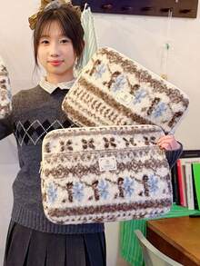 Bohemian-Style Plush Laptop Bag, IPad Bag, Laptop Bag, Laptop File Bag, Laptop Case, Laptop Bag, 11 13 14 15.3 15.6 Inch Portable Desktop Computer Bag, Mac Book Tablet Computer Bag Laptop Sleeve Laptop Cover Water Resistant Travel Essentials - Multicolor - View 3