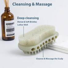Double-Sided Exfoliating Silicone Bodcrubber, 2-In-1 Bath Scrubber, Shampoo Brush, Silicone Loofah For All Skin Types, Shower Bodcrubber, Easy To Clean, Lather Well (Gray),38470941 - 寶藍色 - 查看 5