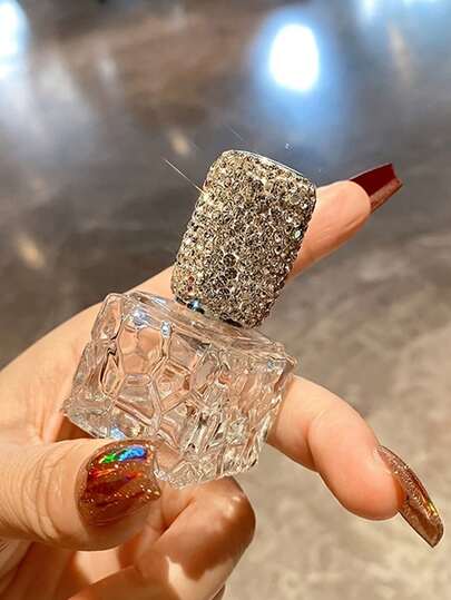 [Luxury Perfume Spray] Luxury 1pc Rhinestone-Encrusted Perfume Spray Bottle | Sparkling Adorned Free Refillable Atomizer,Glass Spray Bottles,Portable Thick Glass Spray Bottles | Essential Oil Perfume Travel Refillable Vial Cosmetic Organizer 10ml Elegant Gift For Women, Fashionable Fragrance Atomizer