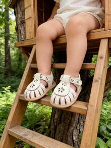 Infant Toddler Infant Girls PU Leather Soft Open Toe Summer Sandals Flower Princess Flat Shoes - White - View 12