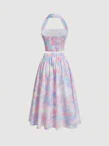 女士扎染印花抹胸上衣和褶皱腰半裙两件套 - 彩色 - 查看 11