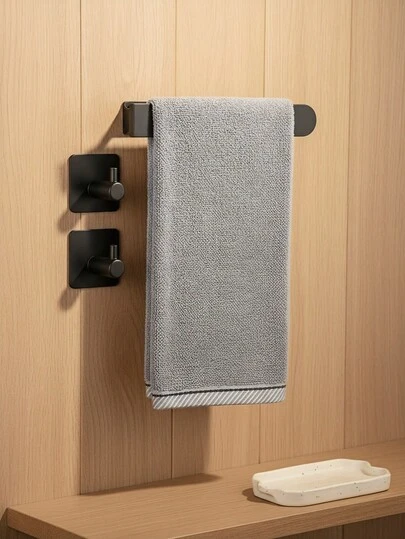 1 peça Novo Suporte de Toalha de Banheiro em Aço Inoxidável, Barra de Toalha de Parede Sem Furos, Porta-Papel Higiênico para Cozinha