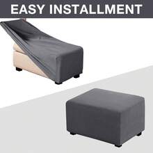 1 chiếc bọc ghế đôn hình chữ nhật họa tiết dứa kẻ caro | Tấm bảo vệ ghế đôn | Có đáy chun, chất liệu co giãn - Xám - Xem 2