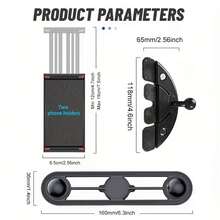 xnyocn 适用于车载CD插槽的可调节双手机支架，适用于大多数车型 - 黑色 - 查看 8