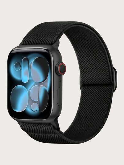 Dehnbares Nylon Uhrenarmband kompatibel mit Apple Watch Bändern 11/10/9/8/7/6/5/4 SE 3/2/1, atmungsaktiver, verstellbarer geflochtener elastischer Sportloop, robuste Bänder kompatibel mit Serien 11 10 9 8 7 6 5 4 3 2 1 SE Ultra für Frauen und Männer