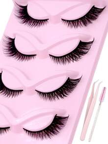 5 Pairs Cat Eye False Eyelashes Set With Eyelash Brush And Applicator, Natural Looking, Soft & Fluffy, Handmade, Dramatic 3D Faux Mink Eyelashes, Long & Silky, Suitable For Daily, Work, Meetings - Fox Eye Lashes - View 9