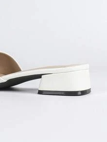 Women's High Heel Sandals, Fashion Chunky Heel Color Block Fairy Style Open Toe Slides, Square Toe Color Block Beach Casual Sandals, Ladies Work Commute Sandals,Spring Summer Outfits - White - View 10