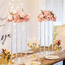 4PCS Acrylic Flower Stand Wedding Centerpieces ,23.6inch Clear Flower Vases ,Geometric Floral Elegant Display Stand For Birthday Party Wedding Table Decoration,Celebration Events ,Road Signs - trong suốt - Xem 7