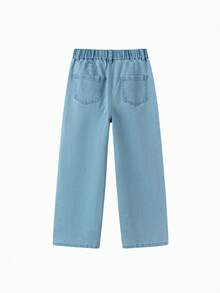 Balabala Girls' Straight-Leg Jeans, Loose Fit Casual Spring 2026 - Denim Light Blue - View 2