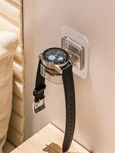 3/2/1 套装壁挂式智能手表充电站，带磁性底座和可调节夹子 - 无需钻孔，黑金配色，适用于智能手表、项链、手链 - 节省空间的卧室收纳架，智能手表充电底座