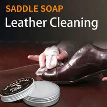 鞋蜡清洁套装（含抛光海绵）皮革清洁保养油，适用于皮夹克、鞋子、包袋、皮沙发，去除污渍，快速抛光滋养，颜色无限 - 60ml鋁盒馬鞍皂+手柄海綿 - 查看 2