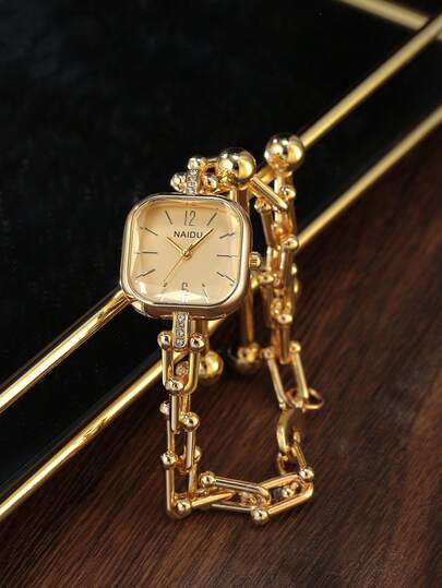 1 pieza Reloj de pulsera de moda minimalista y retro para mujer, adecuado para uso diario