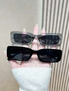 2pcs Y2K Style Square Frame Cute Unisex Fashion Glasses - Multicolor - View 3