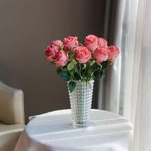 1pc/5pcs/10pcs 19.6 Inch Pink Artificial Roses, Premium Artificial Roses, Suitable For Home Decor, Room Decor, Dining Table Decor, Wedding Decor, Bridal Bouquet, Corsage, Flower Arrangement. Suitable For Home, Restaurant, Bedroom, Vase Decoration. - Màu hồng đậm - Xem 11