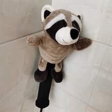 1个可爱动物造型毛绒高尔夫球杆头套，男女通用高尔夫球杆杆身保护套 - 黑色 - 查看 6