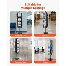 Rotating Brochure Display Rack, 30 Pockets Mesh Magazine Literature Display Stand, Portable Floor Standing Magazine Rack, Metal Newspaper Catalog Holders For Shop Exhibitions Office Trade Show - Base type 30 slots - 查看 6