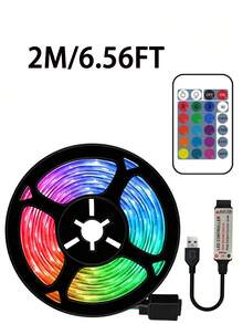 24键遥控器，5V USB RGB LED灯带，适用于电视背光、办公室、桌面底部、电脑显示器、客厅、卧室（建议长度：1米至5米，用于电视和电脑背景照明）。最佳生日礼物，可通过遥控器控制，非常适合用于电视、花园、家居、卧室、客厅、万圣节、圣诞节、婚礼和派对装饰，是生日和圣诞节的完美礼物。 - 彩色光 - 查看 12