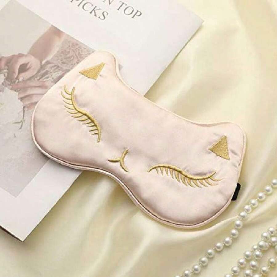 Cute Cat Sleep Eye Masks, Silk Sleep Eye Cover Weight Adjustable Eyeshade Mask Satin Night Eyeshade Cover For Women Men Sleep Travel Nap (Pink),38564508 - 粉色 - 查看 1