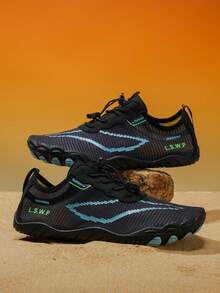 L.S.W.P 男士水鞋，赤足五指沙滩涉水鞋，轻便透气，速干，适合溪流徒步、浮潜、远足、健身、漂流、沙滩、普拉提、居家穿着、有氧运动 - 黑色 - 查看 15