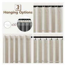 Blackout Curtains 120 Inch Length Linen Thermal Insulated - 2 Panels Beige For Bedroom, Living Room, Extra Long Blackout Drapes Rod Pocket/Back Tab - 如圖635 - 查看 3