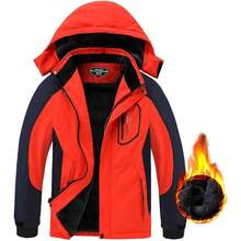 ''s Ski Waterproof Breathable Fleece Lined Windproof Hooded Snowboard Coats - 14-16 + Orange - View 3