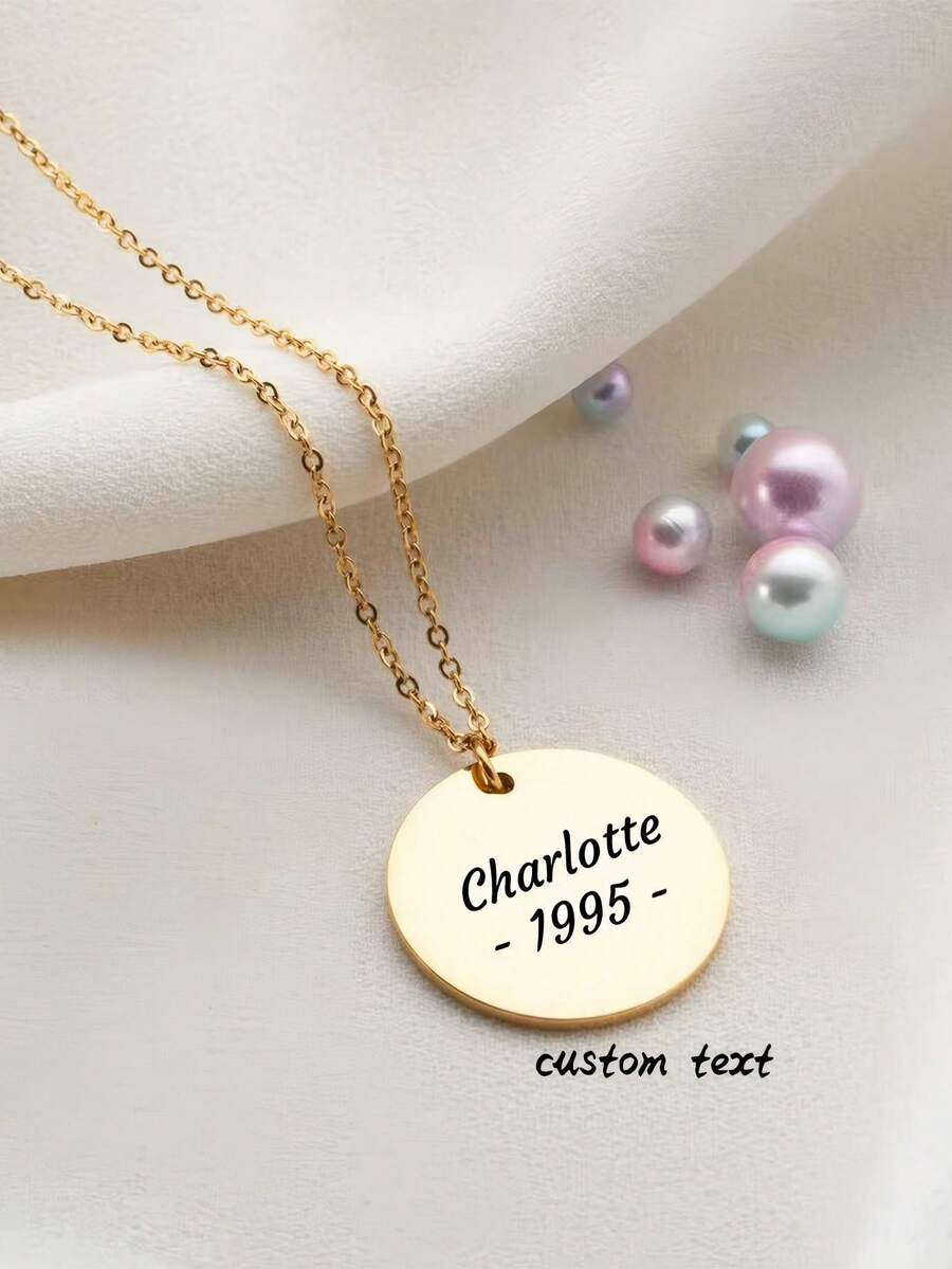 Customized Photo Pendant Necklace, Engraved Oval Necklace, Personalized Engraved Pendant Jewelry, Photo Pendant Necklace, Personalized Christmas Gift - Multicolor - View 1