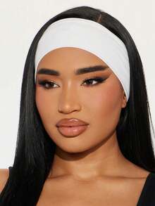 1pc Black Simple Versatile Daily Women Hair Accessory, Yoga Sports Headband, Super Stretchy & Soft Material Women Hair Accessories Elegant Hair Band Women Head Scarf Work Out Sweatband - White - View 4